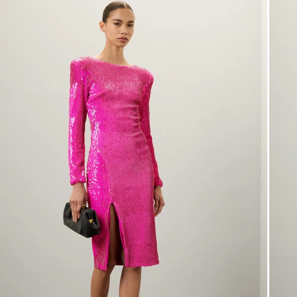 Dress the Population Fuchsia Sequin Midi Dress